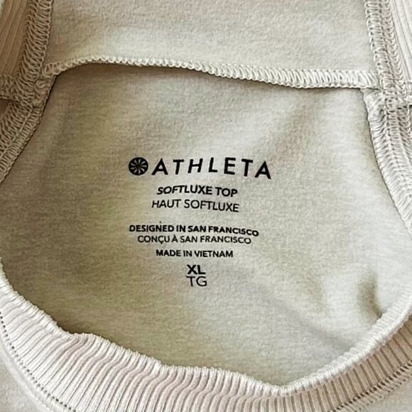 Athleta SoftLuxe Mock Neck Crop Top Ivory Beige Heather Long Sleeve Size XL - Picture 3 of 8